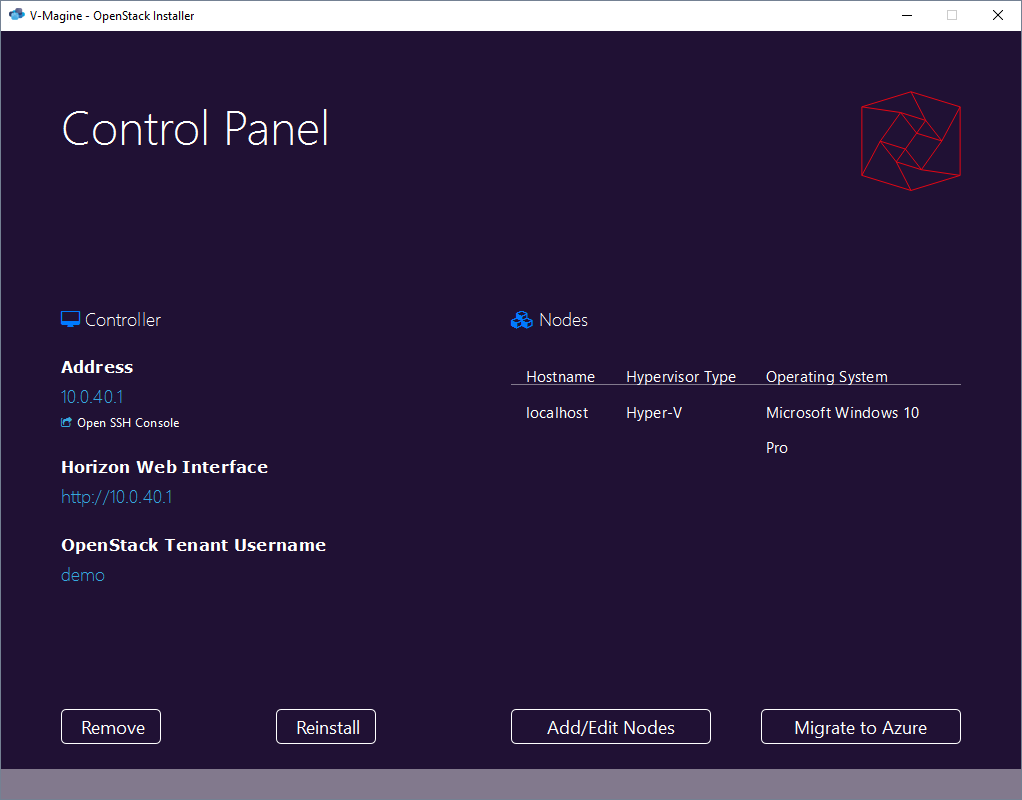 v-magine: Control Panel