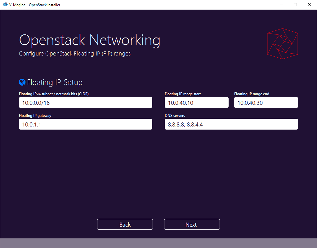 v-magine: OpenStack Floating IP Range Setup